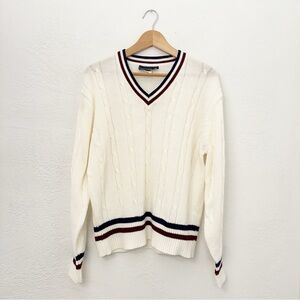 Vintage Gatsby USA Robert Bruce Cable Knit Cricket Sweater Collegiate Preppy L